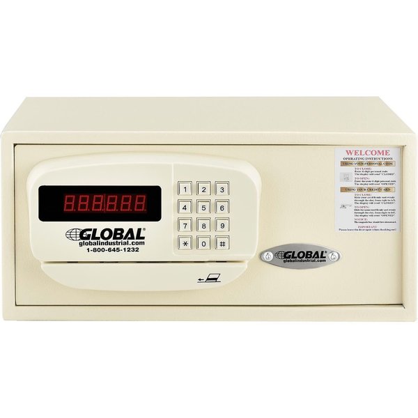 Global Equipment Personal Hotel Safe Electronic Lock w/Card Slot 15Wx10Dx7H Keyed Alike, WHT 493383A